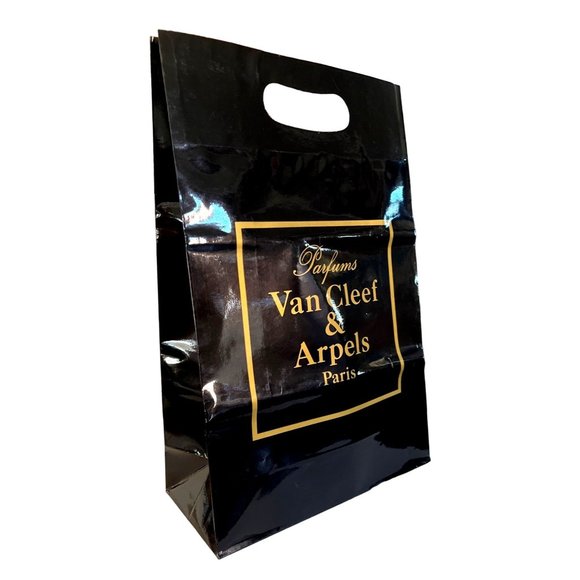 Vtg Parfums Van Cleef & Arpels Paris Glossy Gift Bag Black Gold - Picture 2 of 4